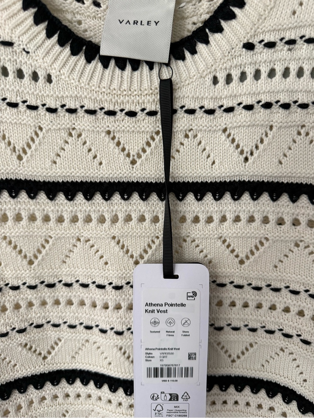 Varley Athena Pointelle Sweater Vest - Size XS - Picture 2 of 3